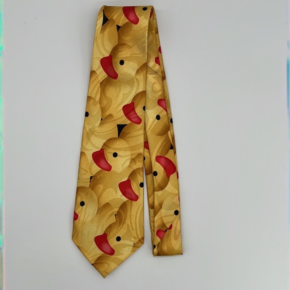Steven Harris Tie Rubber Duck Yellow red Hand Made - Picture 2 of 6